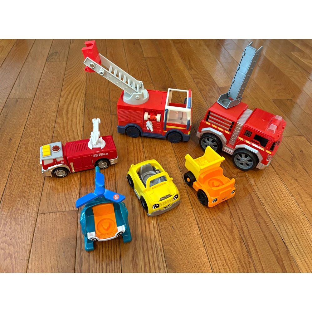 Tonka Fire Truck Fisher-Price Little People Helicopter Toy Vehicle Lot 6pc